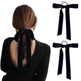 Coollooda Velour Ribbon (2 Pieces) Ribbon Hair Ornament, Scrunchy, Hair Accessories, Hair Cuff, Hair Accessories, Bowknot Fabric, Velvet, Stylish, Gentle on Your Hair, Simple, Velvet, Anti-Static,