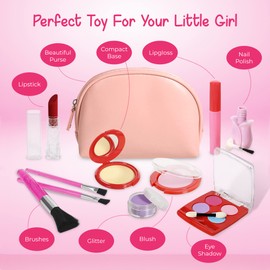 Kit de maquillaje de simulación de DRESS 2 PLAY, 11 piezas, bolsa de piel y espejo