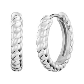 Julie Julsen Women's Jewellery Earrings / Creole Earrings Made of Rhodium-Plated 925 Sterling Silver, Silver Hoops as a Gift for Women and Girls for Birthday, Anniversary, Wedding Anniversary,