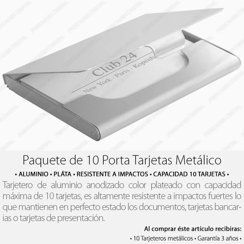 Mercader Digital Paquete De 10 Tarjetero Metálico Aluminio Tarjeta /