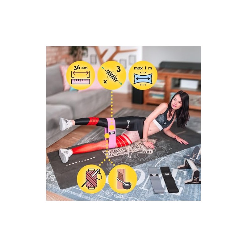 SENSEI Fitness Bands Set - 3 Elastic Fabric Training Bands