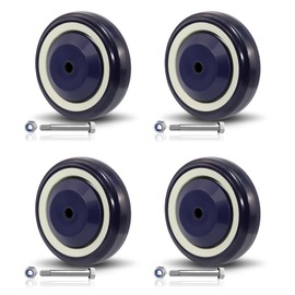 SY America 4" Shopping Cart Replacement Wheels Kit, Dual Precision Bearings，Polyurethane Shopping Cart Wheel Set of 4，Load Capacity 1200 lbs(5/16"Bore,Dark Blue)