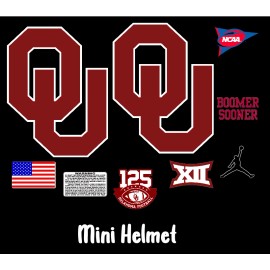 Oklahoma Sooners mini Helmet Decals 8 Mil Convex Gear Wrap