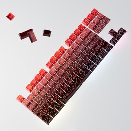 Black to Red Gradient PBT Keycaps - Cherry Profile Shine-Through Double Shot Side Print keycap Set for Mechanical Keyboard (135 Keys) - Contour Design, Durable Light up Key caps Set