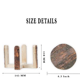 Generic Natural Wooden Coasters with Tree Bark | Coaster with stand| Exquisite mango wood, perfect for safeguarding your drinks, beverages, and wine or bar glasses | Coasters Set of 4 |, Brown