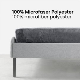 BaSaTex Cashmere Touch Plush Premium Fitted Sheet, Super Soft Fluffy Winter Fitted Sheet, Nicky Teddy, Warming Bed Sheet 90 x 200 - 100 x 200 cm, Colour: Anthracite