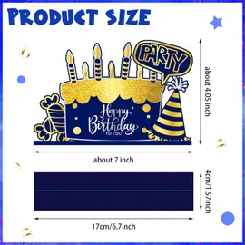 Leinuosen 6 Pieces Black Happy Birthday Table Centerpiece Wooden Sign Table Topper Birthday Decoration Booth Props Party Supplies, 6 Designs(Blue)