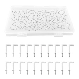 UFURMATE Screw in Hooks, 80Pcs L Shaped Hooks with Plastic-Coated Surface Shouldered Dresser Cup Hooks Right Angle Hooks Self Tapping Screw Hooks for Indoor and Outdoor Hanging