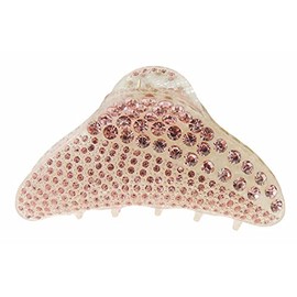 Sparkly Women Girls Thick Curly Hair Long Slim Crystal Diamante Rhinestone Gems Bulldog Wave Jaw Clip Octopus Clamp Grip Bridal Wedding Party Styling Claw Butterfly Claw Round Oval (Pink)