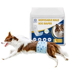 Male Dog Diapers with Wetness Indicator, Disposable Belly Band for Puppy Male Diapers, Doggie Wraps for Puppy Training, Incontinence (L, 52 Count)