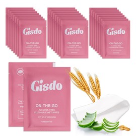 Gisdo 100 Pcs Fragrance Free, Plant Based Wet Wipes, Aloe Vera, Individually Wrapped, Flushable, for Butt, Hands, Sweat, Public Toilets, Outdoor Activities