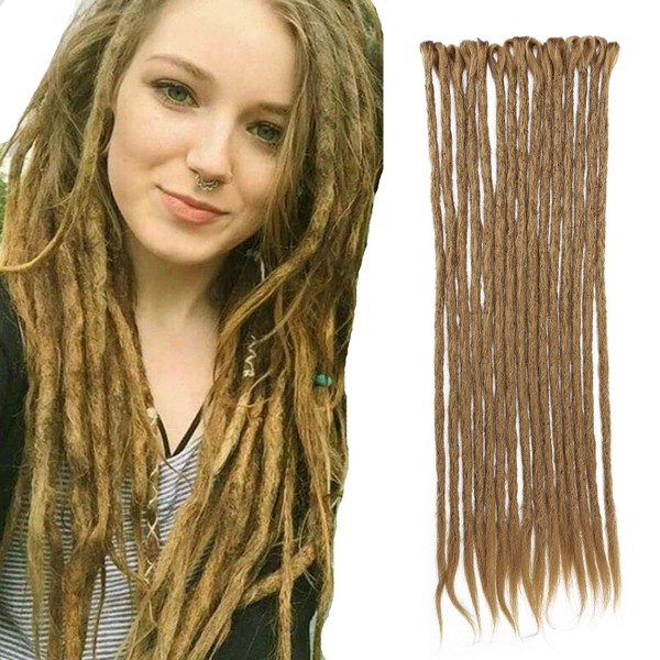 50.8 cm Braids Extensions Synthetic Hair Braiding Hair Crochet Synthetic Hair Hip-Hop Reggae Dreadlock Hairpiece Hair Extensions 15 Pieces Coffee Brown