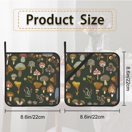 Colorful Mushrooms Pot Holder Set of 2,Heat Resistant Potholders Oven Hot Pads for Kitchen Cooking Baking BBQ