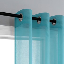 Cortinas de verano verde azulado para sala de estar de 96 pulgadas de longitud con ojales, transparentes a través de color azul azulado y verde, cortinas transparentes para recámara, patio, puerta corredera, piso de 8 pies 96 pulgadas de largo, juego de 