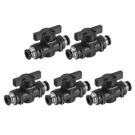 PATIKIL 1/4" Pneumatic Ball Valve, 1/4" OD BUC Push to Connect Tube Fittings Ball Valve Union Straight Air Flow Control Valve for Air Hydraulic, Black Silver