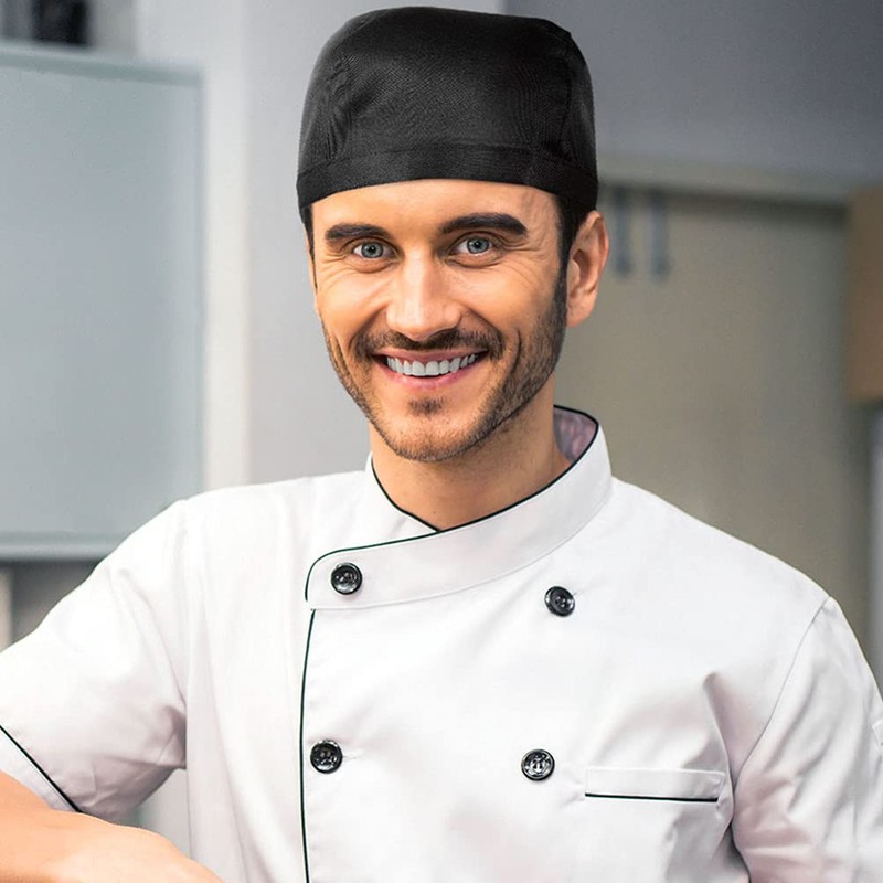 Beavorty Chef Hat Cooking Hats 3Pcs Elastic Back Skull Cap