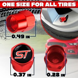 4Pcs ST Logo Metal Tire Valve Stem Caps with Rubber O-Rings – Fits Ford ST Models | Durable Metal Alloy, Corrosion-Resistant, Universal Fit for Cars, Trucks & Motorcycles | Enhances Wheel Aesthetics
