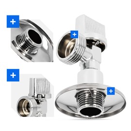 Angle Valve Angle Ball Valve Stopcock Valve 1/2 AG x 3/4 AG Chrome-Plated Brass Water Connection Corrosion Resistant Durable Washing Machine Dishwasher Angle Control Valve Screw Cap