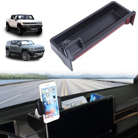 Center Console Dashboard Storage Box Phone Holder Mount for Hummer EV Accessories 360 Degree Rotatable Phone Holder Stand Dash Tray Organizer for Hummer EV SUV Pickup 2022-2024 2025 2026 (A)