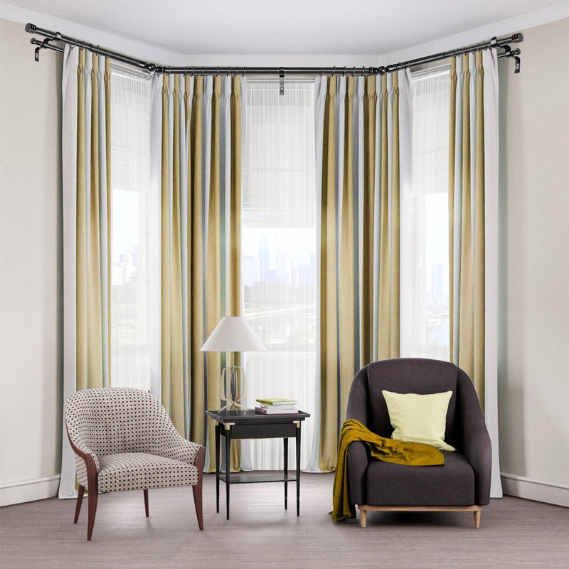 HOTOZON 1 Inch Heavy Duty Double Bay Window Curtain Rod,