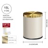 LEASYLIFE 15L/4Gal White Gold Bathroom Trash Can,Bathroom Garbage can with