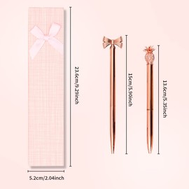 8 Pcs Rose Gold Ballpoint Pen Set with Gift Box,Glitter Pens Crystal Heart Crown Diamond Bowknot Ballpoint Pen Black Ink Pens for Women Girl Kids Gift Home Wedding School Office Writing Pens