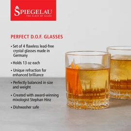 Spiegelau Perfect Serve Double Old Fashioned Glasses Set of 4 - Lowball Cocktail Glasses European-Made Crystal, Dishwasher Safe, Professional Quality Cocktail Glass Gift Set - 13 oz