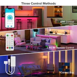 BTF-LIGHTING FCOB COB Color Changing RGBCCT Flexible High Density LED Strip Kit Bluetooth APP Music RF Remote Controller RGB+Tunable CT 3000K-6000K 16.4FT 840LED/m DC24V 12mm Width for Home Decor