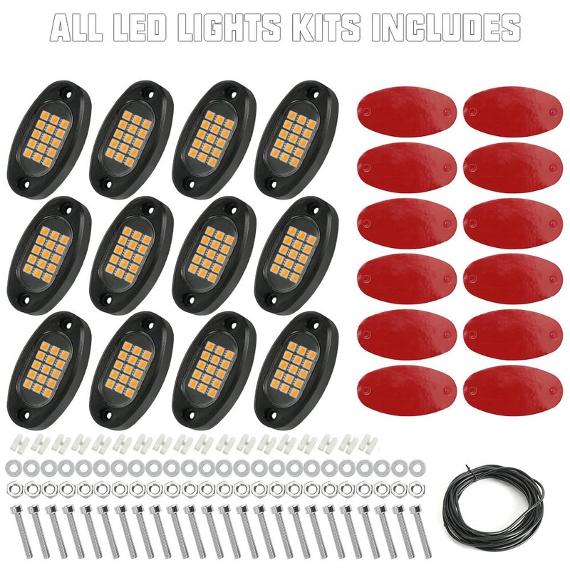 White Rock Lights,12 Pods Winunite 6000K Pure White LED Rock