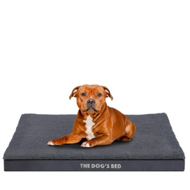 The Dog’s Bed Orthopedic Egg Crate Foam Dog Bed with Standard Support, Medium Grey Plush, Waterproof, Supportive Dog Bed with Replaceable Covers, Veterinary Approved