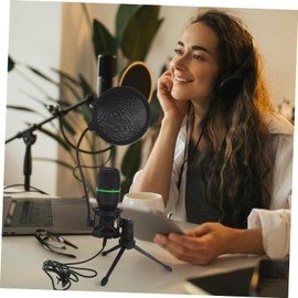 CORHAD 1 Set USB Condenser Microphone Kit for Gaming Noise Reduction Mic with Stand for Recording Streaming and Online Meetings Black Desktop Microphone for Computer Use