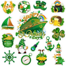 Capoda 16 Pcs St Patricks Day Cruise Door Magnets Decorations Lucky Shamrock Gnome Cruise Ship Door Magnets Irish Holiday Magnetic Sticker Magnetic Reusable Magnet for Cabin Door Ship Decor