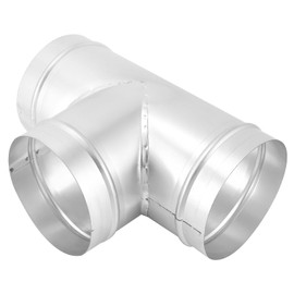 QWORK 6'' T Shape Duct Connector 3 Way Hose Adapter/Splitter, Metal 90° Connector with 6 Inch Branches, 12.2" Long