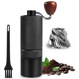 DITOSH Manual Coffee Grinder Detachable Stainless Steel Conical Burr Aluminum Coffee Bean Grinder with 25 Grinding Settings Cleaning Brush Grindable Espresso Moka Pot French Press for Camping Black