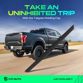 YHTAUTO Tailgate Molding Trim Fit for Ford F-150 2015-2020 | Texture Black Center Upper Side Flex Step Tailgate Top Cap Protector Molding Trim Cover, w/Release Button