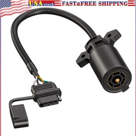 Peakelect 7 Way Blade to 4 Way Flat Trailer Plug Adapter 1ft/30cm Wiring Connector Cable