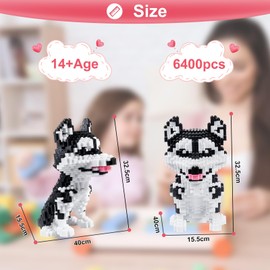 AHZILEI Micro Dog Building Husky Set, DIY Animal 3D Puzzle Building Toy Bricks Set, Educational Particle Building Blocks Toys Kits Gifts for Kids or Adults (4800 Pieces)