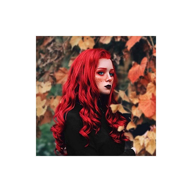 Synthetci lace front wigs (red loose wave)
