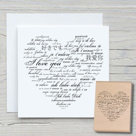 Newstamps Stamp Heart Lettering Motif Stamp Made of Wood & Rubber for Cards and Gifts Making, Wooden Stamp for Wedding, Love, Scrapbook, Textile Stamp, Decoration, Friends