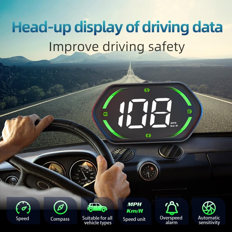SinoTrack Universal GPS Speedometer, Car HUD Display with Large Screen