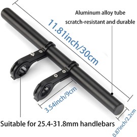 11.8 Inch Bike Handlebar Extender, Aluminum alloy Super Long Bracket Accessories，for Bike Mounts,Extender Bars, Headlights,Light Lamp,Phone Mount