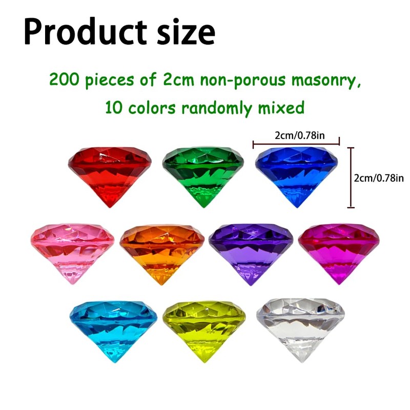 Acrylic Diamond Multicolor Crystal Diamond Pirate Gem,200pcs Mix Color Acrylic