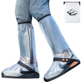 Cubrezapatos Impermeables,cubrezapatos Gruesos para Botas de Lluvia,Reutilizables y Plegables,con Tira Reflectante y Cremalleras,con Bolsa de Almacenamiento para Hombre y Mujer