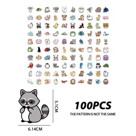100 Cartoon Animal Stickers, Decorative Stickers, Cute Children's Stickers, Graffiti Stickers, Suitable for DIY Notebooks, Crafts, and Diaries