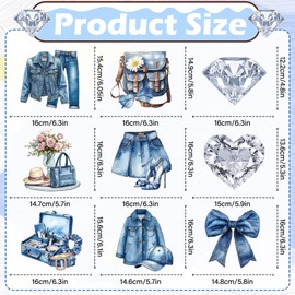 Yoyuspy Denim and Diamonds Party Decorations - 9PCS Denim and Diamonds Honeycomb Centerpiece Birthday Table Decoration Jacket Jeans Decor for Bachelorette Wedding and Baby Shower Supplies