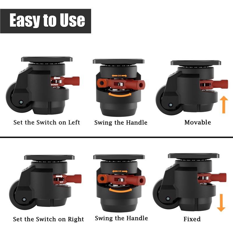 TESUMI Leveling Casters Wheels Set of 4, Heavy Duty 2200LBS