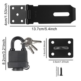 Door Lock with Door Padlock and Screws Heavy Duty and Staple with Padlock Stainless Steel Door Lock for Bedroom Garden Windows Shed Garage Cabinet Black
