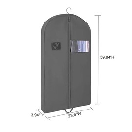 Senvitate 60" Garment Bags for Travel, Gusseted Garment Bag for Dress Gowns Long, Hanging Clothes Cover Suit Bag for Closet Storage with Handles for Suits,Dress,Coats (Dark Grey - 2 Pack)