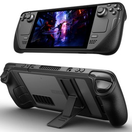 JSAUX Kickstand Case Compatible with Steam Deck/OLED, PC0105 Upgrade The Adjustable Angle Stand Steam Deck Cover TPU Protective Case, Shock-Absorption, Non-Slip and Anti-Scratch Design