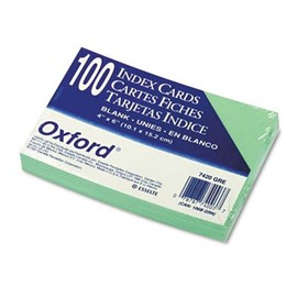 Oxford : Unruled Index Cards, 4 x 6, Green, 100 per Pack -:- Sold as 1 PK